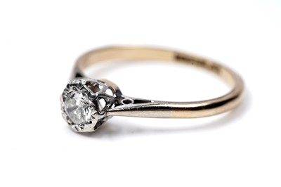 Lot 65 - An early 20th Century single-stone diamond ring; and a wishbone pattern ring
