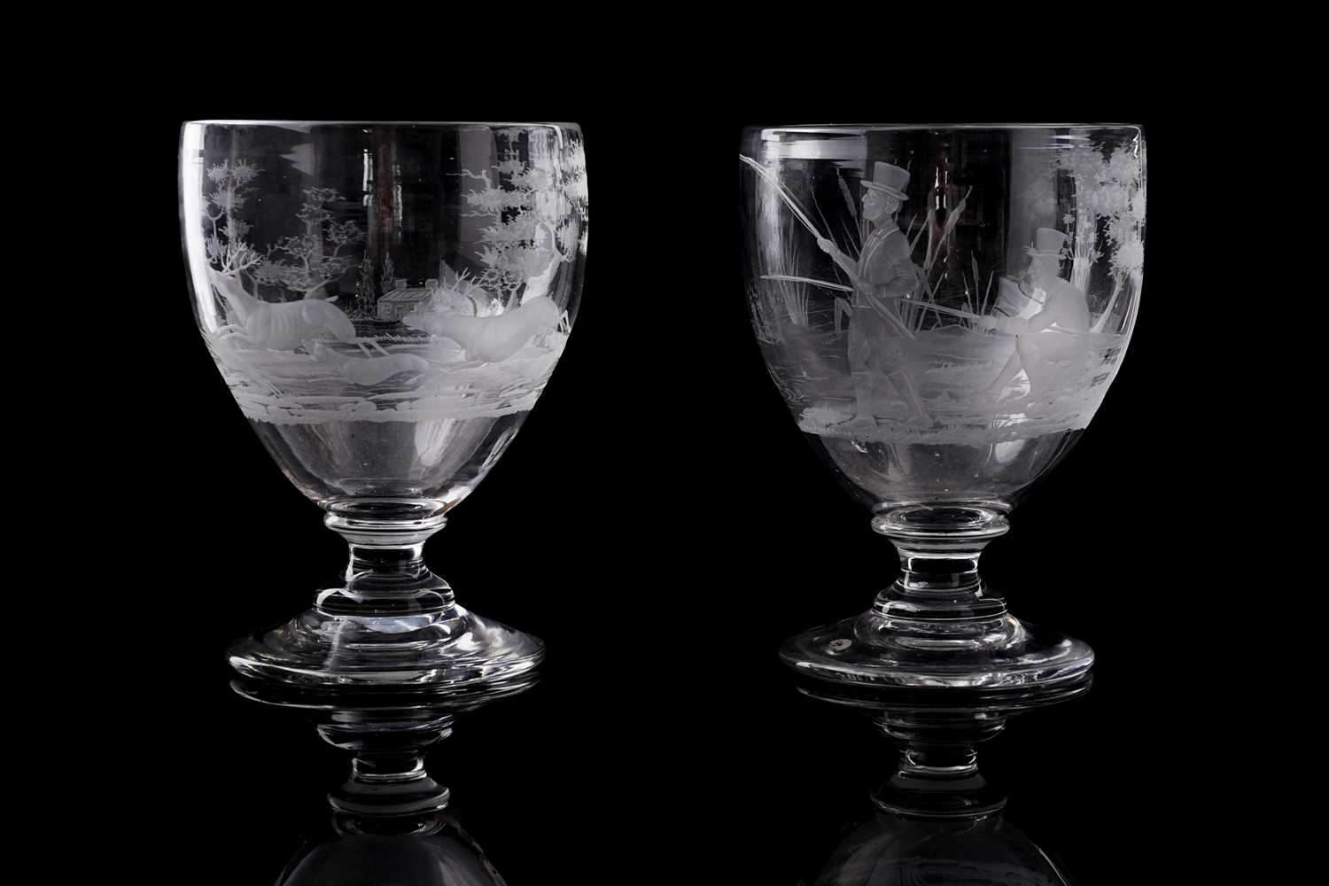 Lot 430 - A pair of early 19th Century hunting goblets