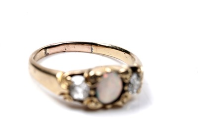 Lot 90 - An early 20th Century opal and diamond ring | c.1920s
