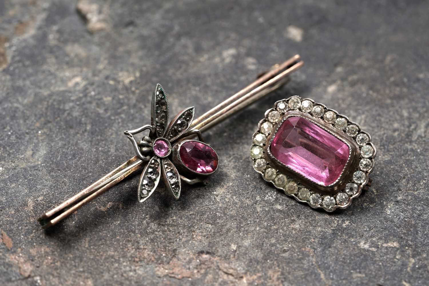 Lot 92 - An early 20th Century insect brooch; and one further Edwardian paste brooch