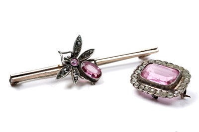 Lot 92 - An early 20th Century insect brooch; and one further Edwardian paste brooch