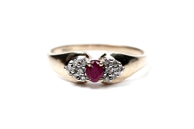 Lot 93 - A ruby and diamond bow pattern ring