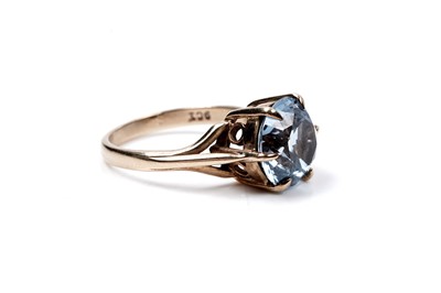 Lot 97 - A 20th Century Swiss blue topaz ring