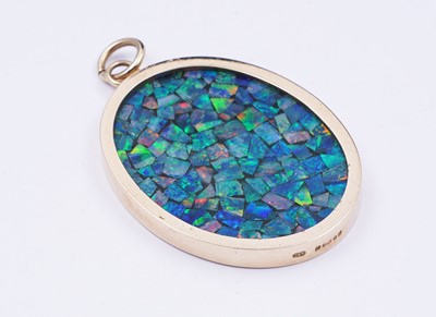 Lot 98 - A 1970s black opal mosaic pendant