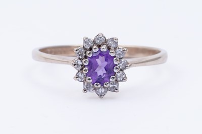 Lot 39 - A contemporary amethyst and diamond ring