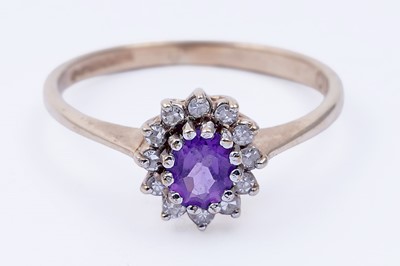 Lot 39 - A contemporary amethyst and diamond ring