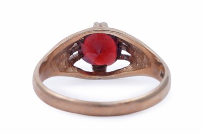 Lot 42 - A red tourmaline love heart ring; and a garnet ring
