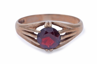 Lot 42 - A red tourmaline love heart ring; and a garnet ring