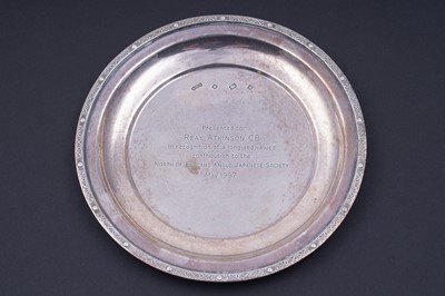 Lot 203 - An Elizabeth II silver Lindisfarne pattern card tray