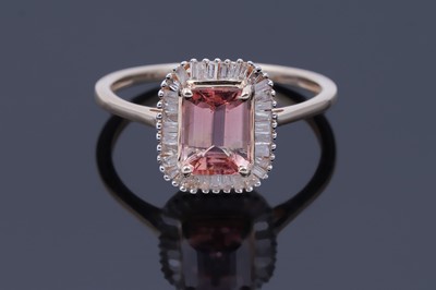 Lot 28 - A contemporary blush tourmaline and diamond ring