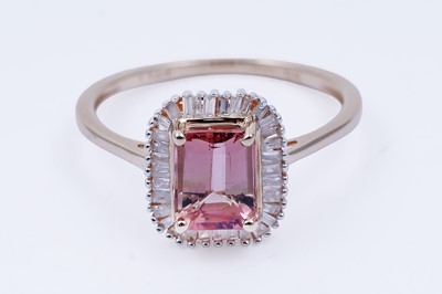 Lot 28 - A contemporary blush tourmaline and diamond ring