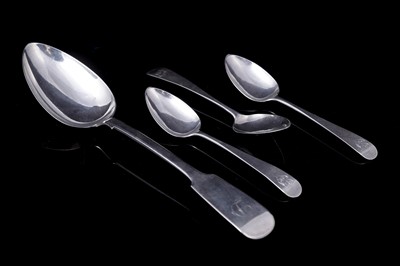 Lot 206 - A William IV Newcastle silver tablespoon; and three Newcastle silver teaspoons