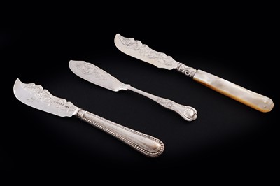 Lot 248 - Three Victorian and later silver butter knives