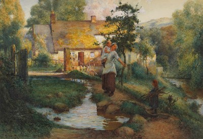 Lot 339 - Thomas Eyre Macklin - Kindling for The Evening Fire | watercolour