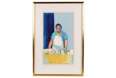 Lot Claire Harrigan - Sardine Seller | watercolour, pastel, and chalk