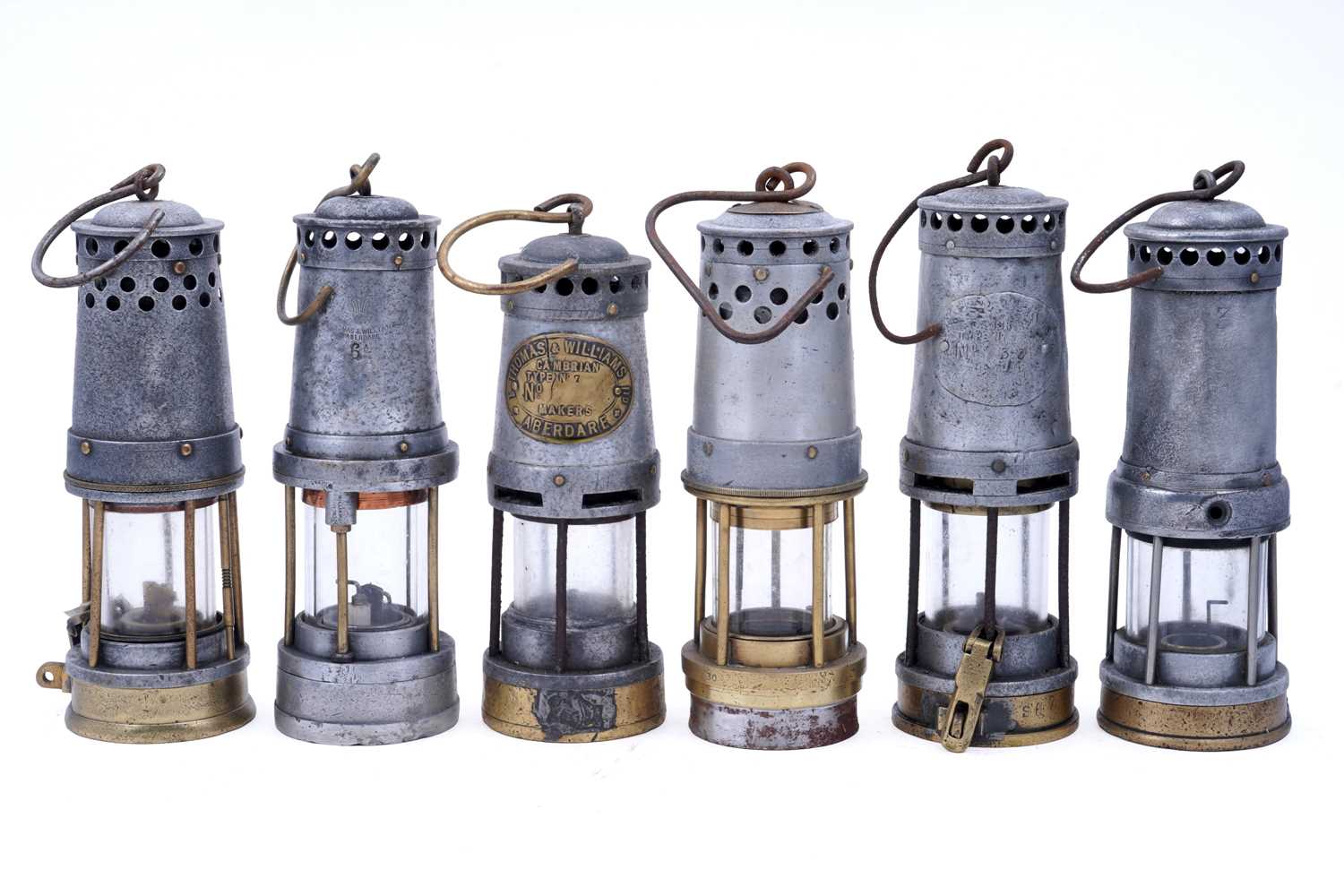 Lot 195 - Six aluminium ‘Marsaut’ type lamps