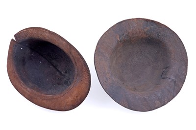 Lot 168 - Two 19th Century formed leather miners' helmets