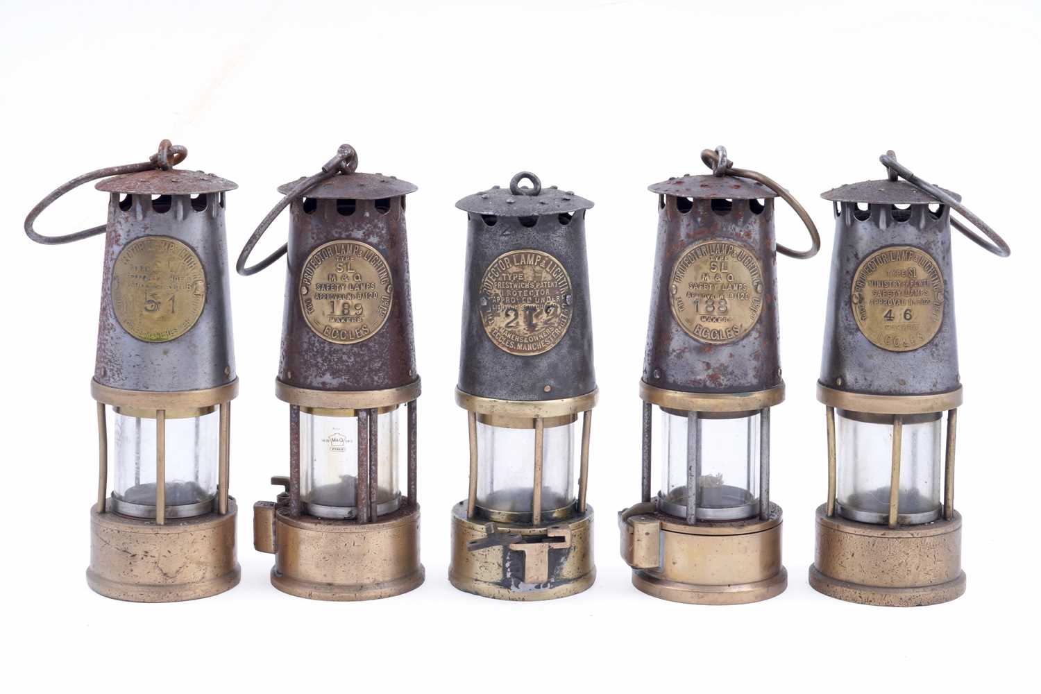 Lot 200 - Five Protector Lamp & Lighting Co Ltd ‘Eccles Type SL’ lamps