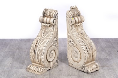 Lot 200 - A pair of white-painted oak carved corbels