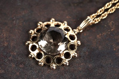 Lot A 1960s smoky quartz pendant necklace