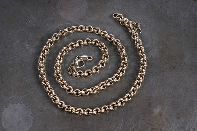 Lot A 9ct gold belcher-link necklace
