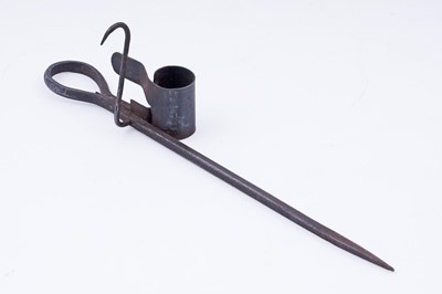 Lot 230 - A wrought iron miner's candle holder or ‘Sticking Tommy’