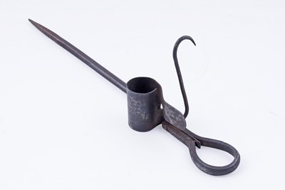 Lot 230 - A wrought iron miner's candle holder or ‘Sticking Tommy’