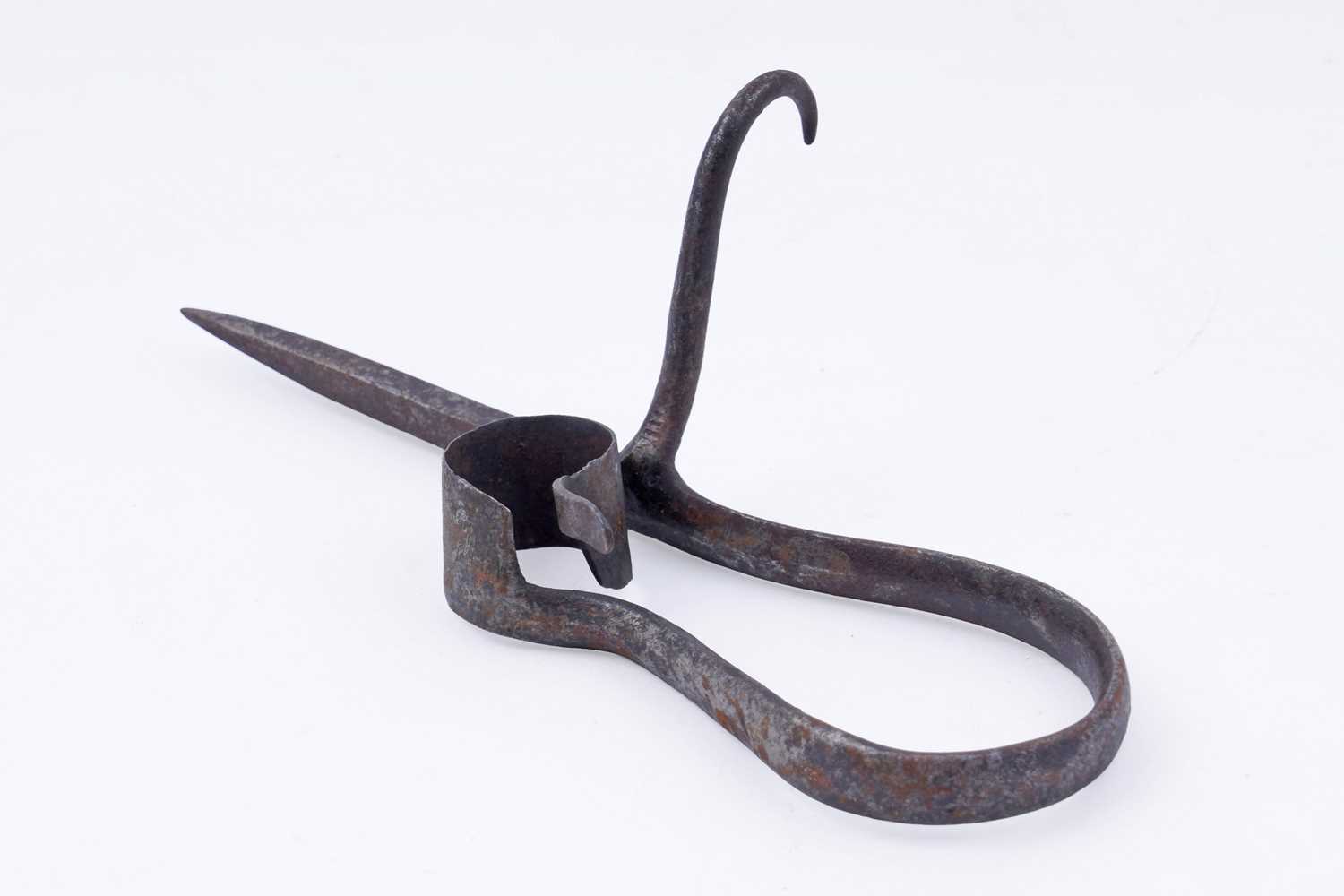 Lot 199 - A wrought iron miner's candle holder or ‘Sticking Tommy’