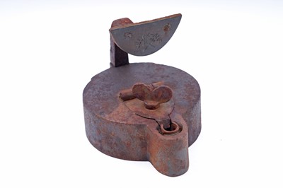Lot 201 - Two 19th Century Continental ‘Frog’ type miners’ lamps; and a cast iron