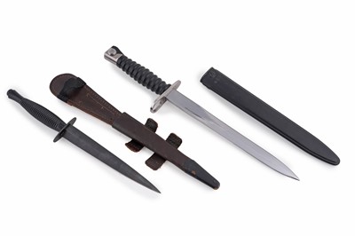 Lot 262 - Fairbairn-Sykes fighting knife and a Swiss Bayonet