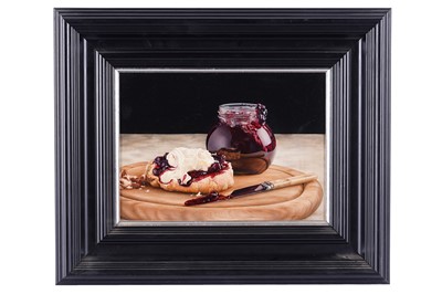 Lot 293 - Carl Andrew Whitfield - Still life with scones and jam | oil