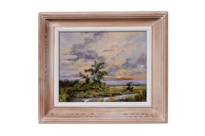 Lot 375 - Marian Auger - Dawn Sky with Cattle | oil