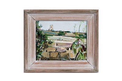 Lot 107 - Herbert Knights - Coastal view with tower | oil