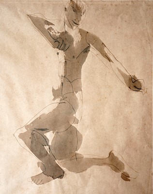 Lot 384 - Nommie Durell - A Sketch of a Young Man, possibly Lucian Freud | pen and wash