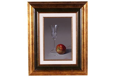 Lot 290 - Javier Mulio - Still life with an apple and a glass | oil