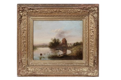 Lot 334 - Charles Greville Morris - Derelict windmill by a river | oil
