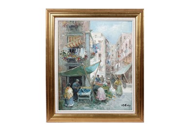 Lot 365 - Contemporary Chinese - Market scene | oil