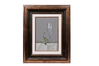 Lot 291 - Javier Mulio - Still life with a glass and grapes | oil