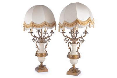 Lot 177 - A pair of early 20th Century French spelter table lamps