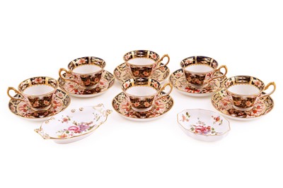 Lot 231 - Six Royal Crown Derby 'Old Imari' teacups and saucers; and two pin dishes