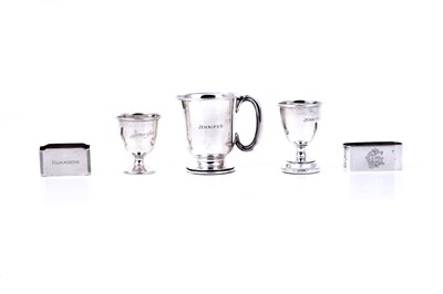 Lot 166 - 1930s silver christening gifts