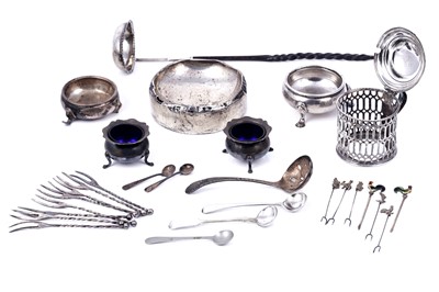 Lot 182 - A collection of Georgian and later silver items