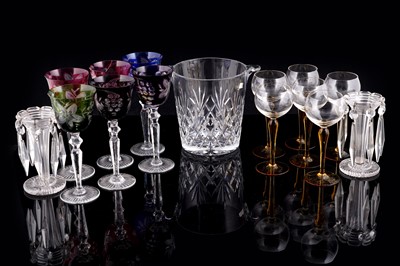 Lot 279 - A suite of six cut glass Hock glasses; and other items