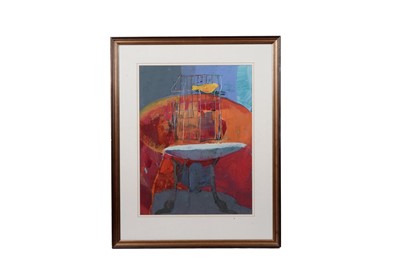 Lot 159 - Claire Harrigan - Birdcage on table | mixed media