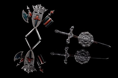 Lot 10 - A Victorian Scottish hardstone brooch; and a Scottish silver brooch by Robert Allison