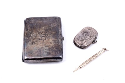 Lot 128 - An Edwardian silver cigarette and vesta case; and a Sampson Morden pencil