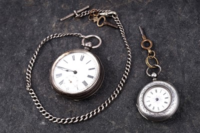 Lot 126 - An Edwardian silver pocket watch; and an Edwardian lady's fob watch