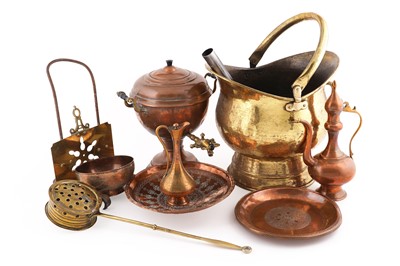 Lot 300 - A copper samovar; and other metal wares