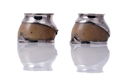 Lot 189 - A Victorian pony hoof inkwell and match striker pair