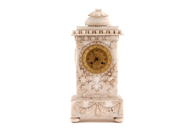 Lot 158 - An early 20th Century French carved white marble 8-day mantel clock